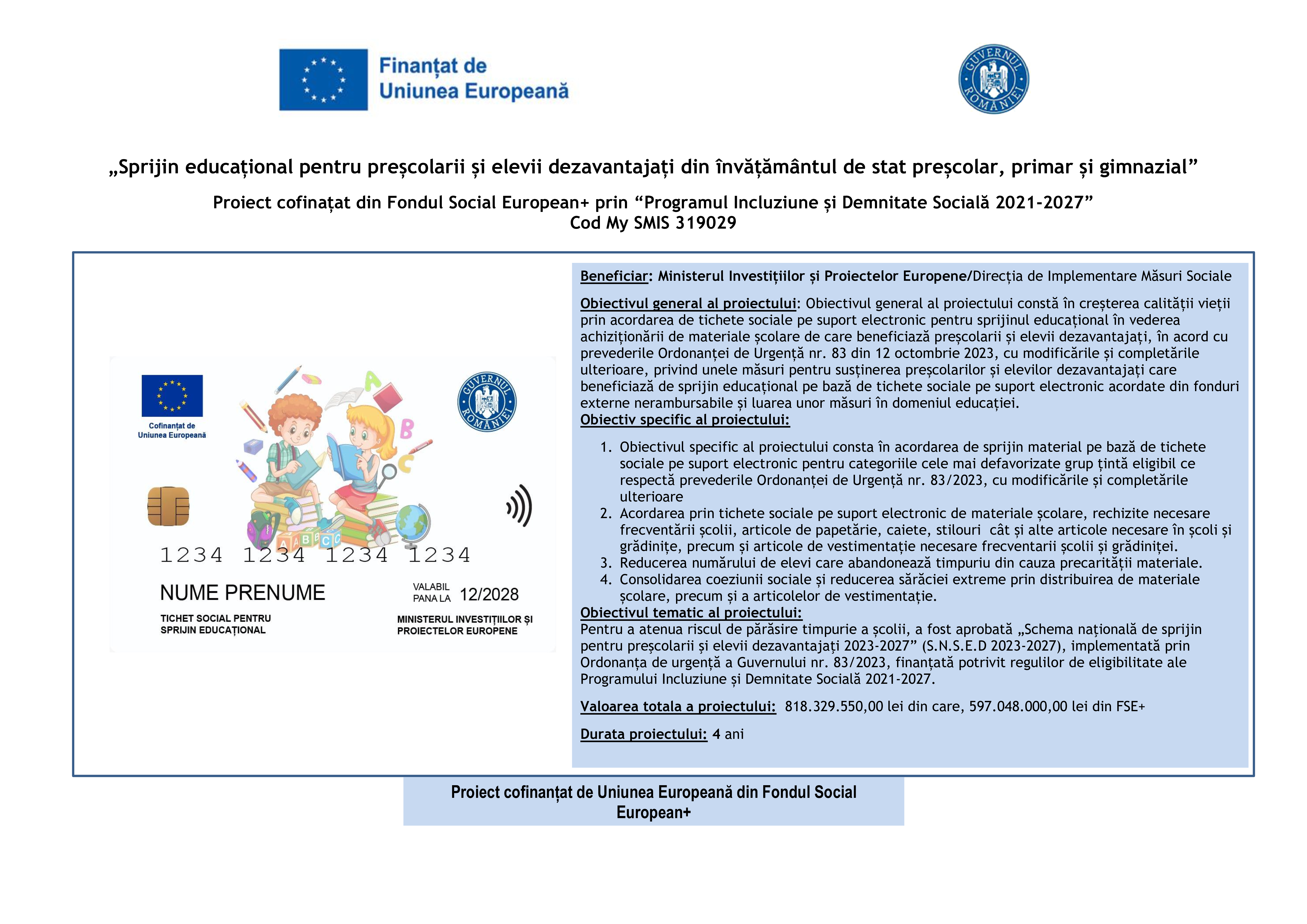 Sprijin educațional pentru preșcolarii și elevii dezavantajați din învățământul de stat preșcolar